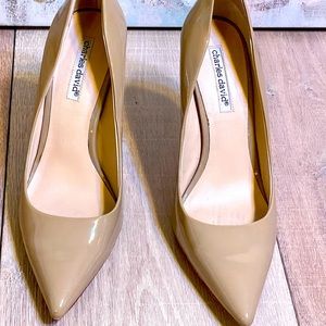 Patent Leather Tan Stilettos
